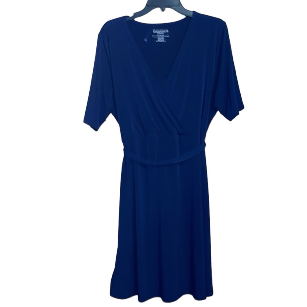 •MOTHERHOOD•NAVY BLUE MATERNITY EASY NURSING TOP MIDI DRESS SIZE XL EUC